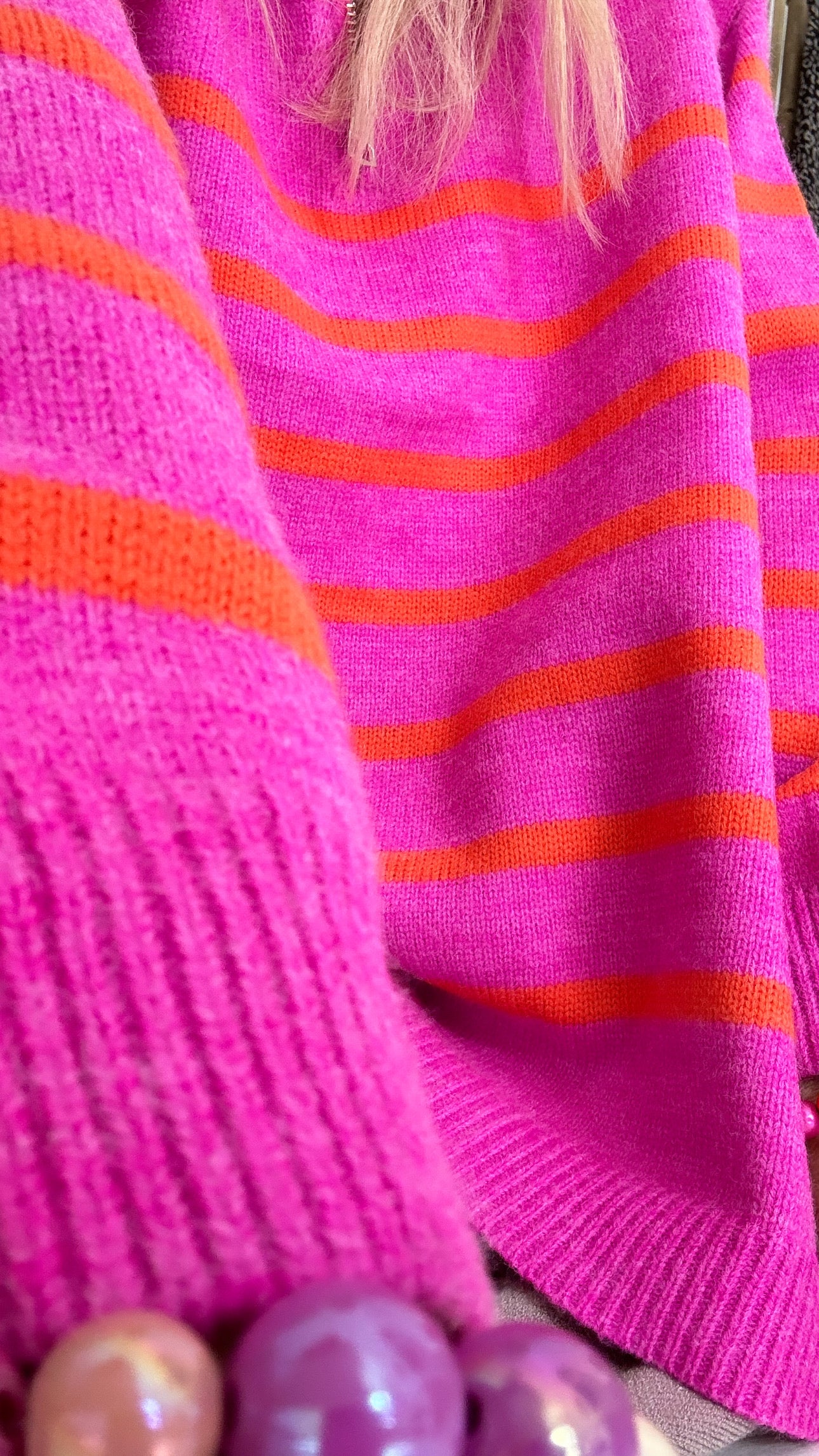 Zip Strickpullover “pink orange“