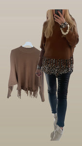 Boho Pullover “Fransi braun“