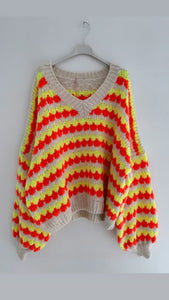 Strickpullover “Nina“ neon gelb/orange