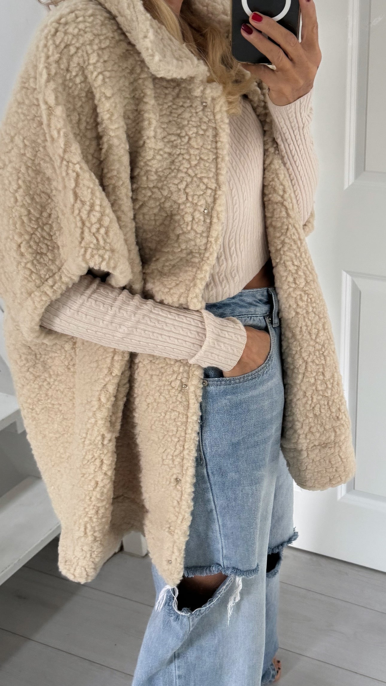 Teddyweste Beige OVERSIZED