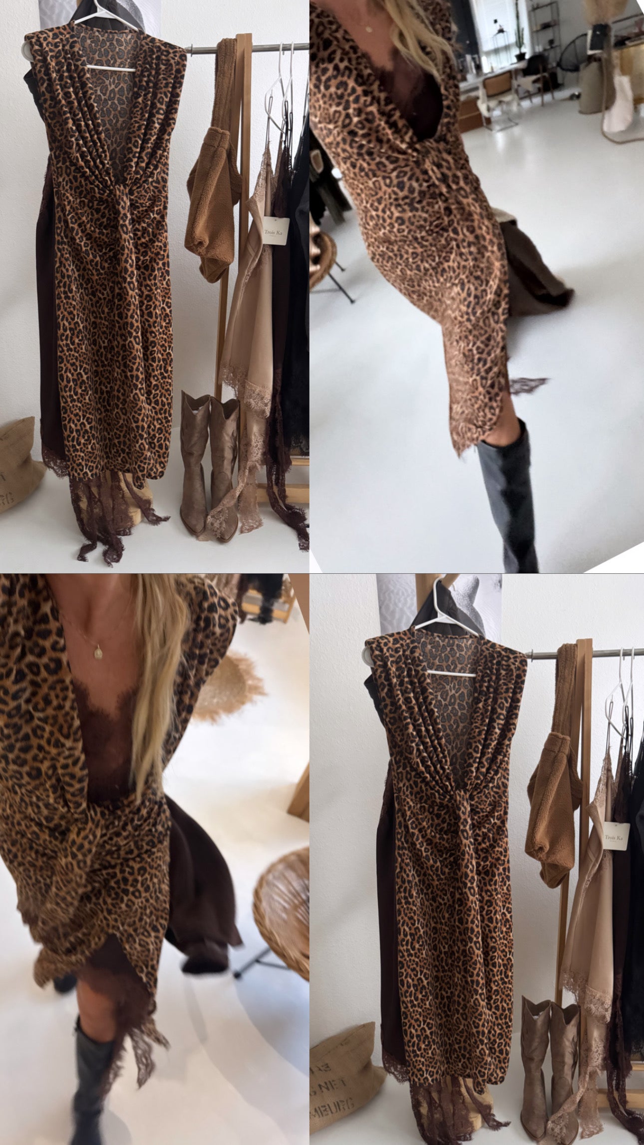 Leokleid mit Schlitz & Glitzereffekt