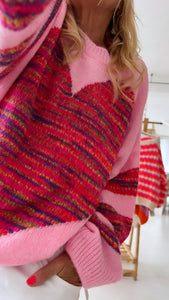 Weicher Strickpullover  “Herziiii“ rosa