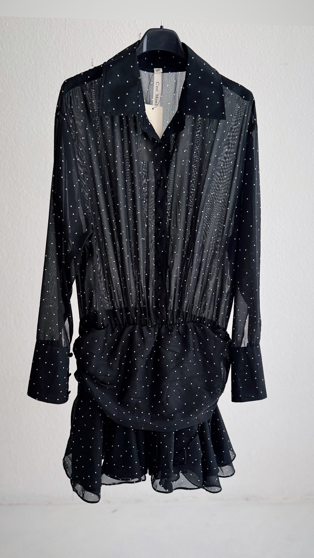 Chiffon Kleid schwarz/weiß gepunktet