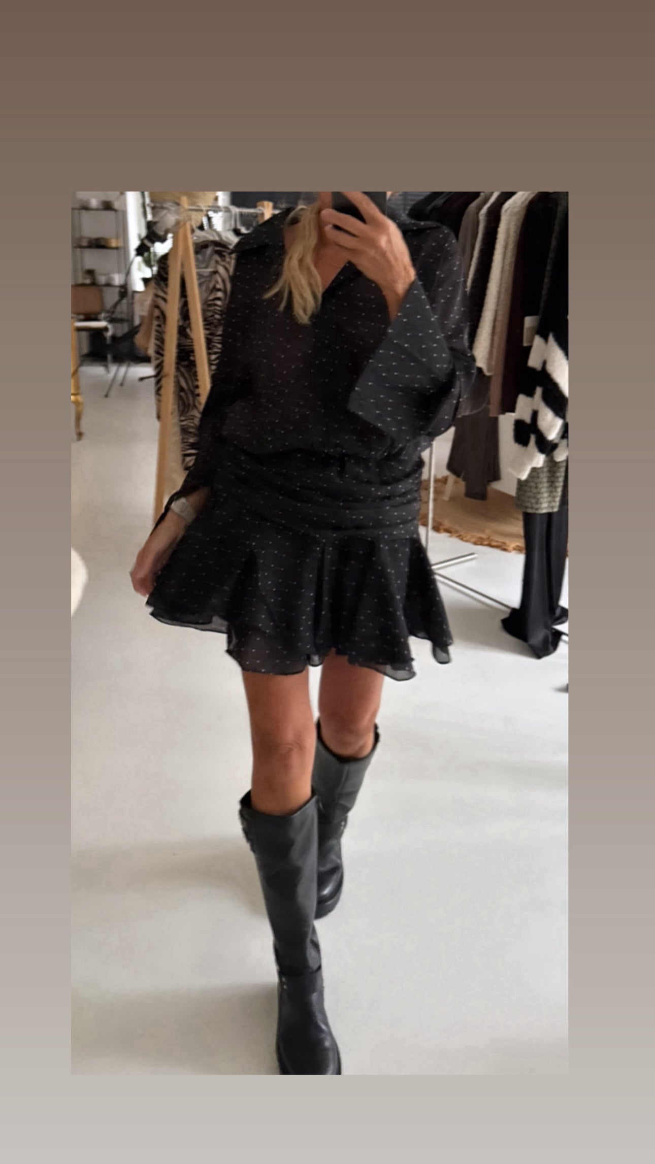 Chiffon Kleid schwarz/weiß gepunktet