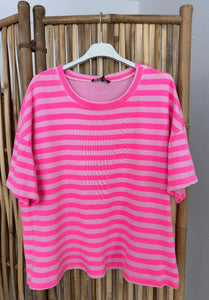 Kurzarm SweatShirt STRIPE “pink“
