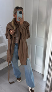 Leichter Mantel im Leder Look