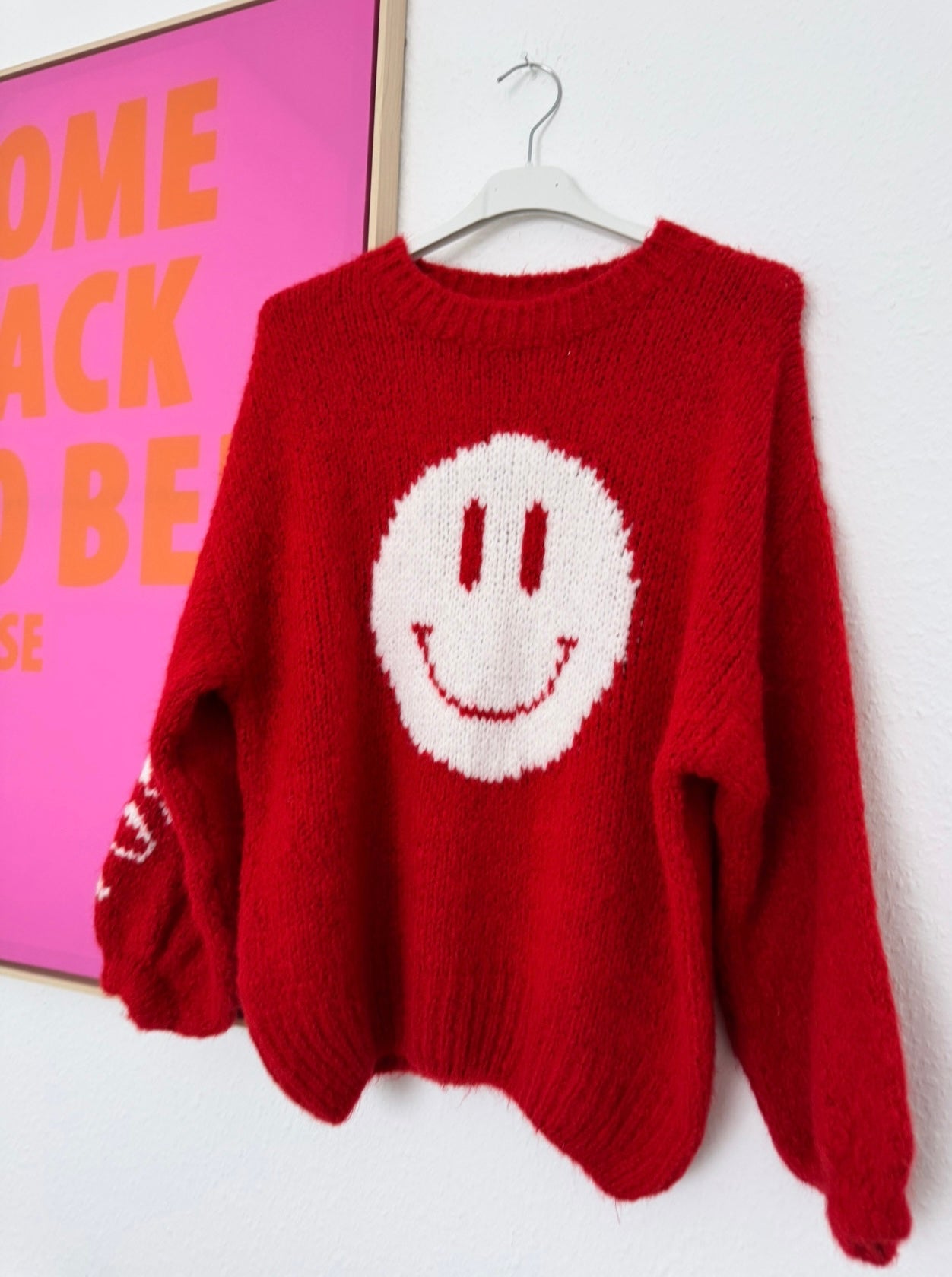 Pullover Smile rot/weiß