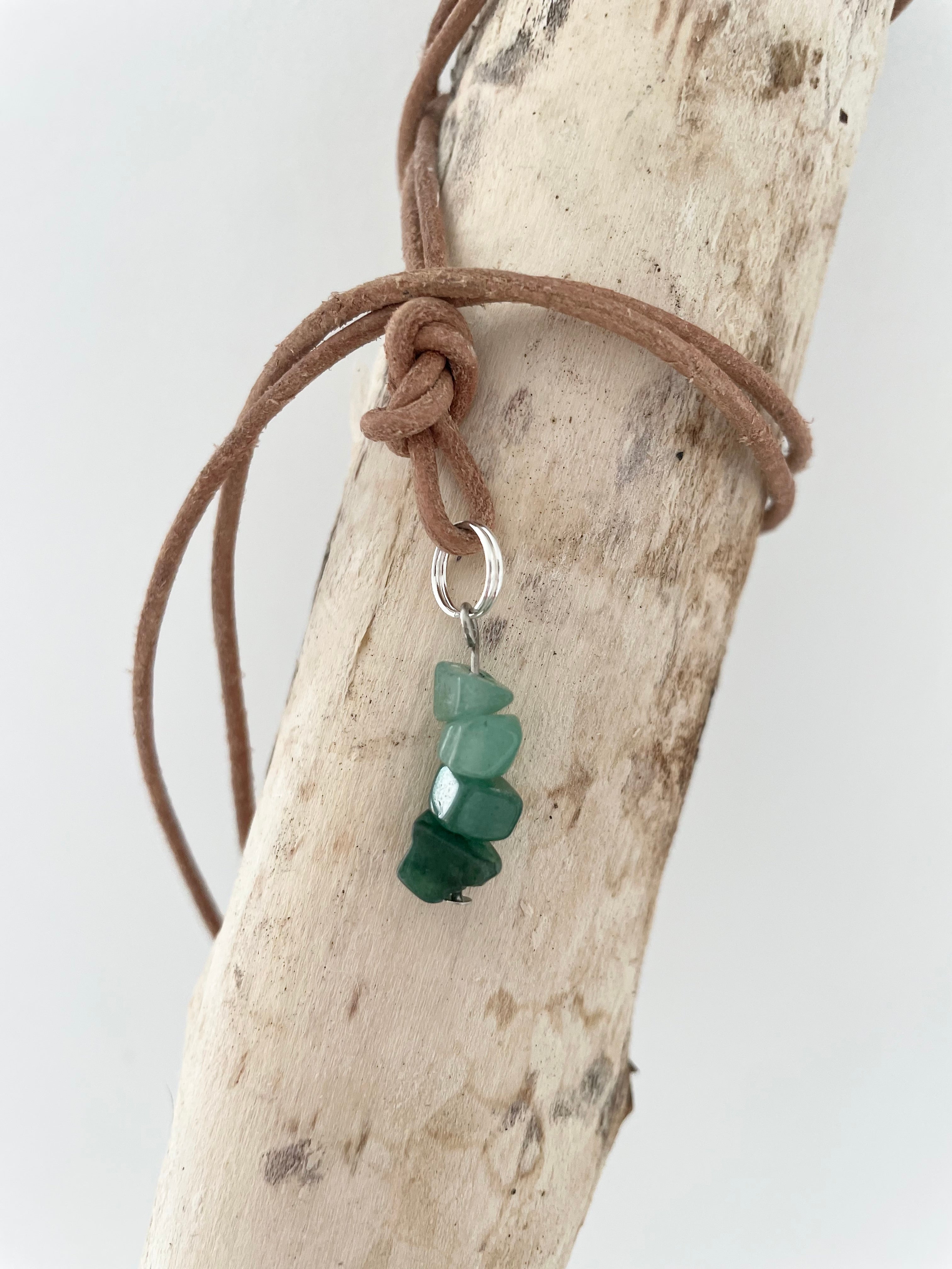 Lederband Halskette "Stone" green