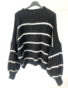 Kuschel Pullover "STRIPE" black