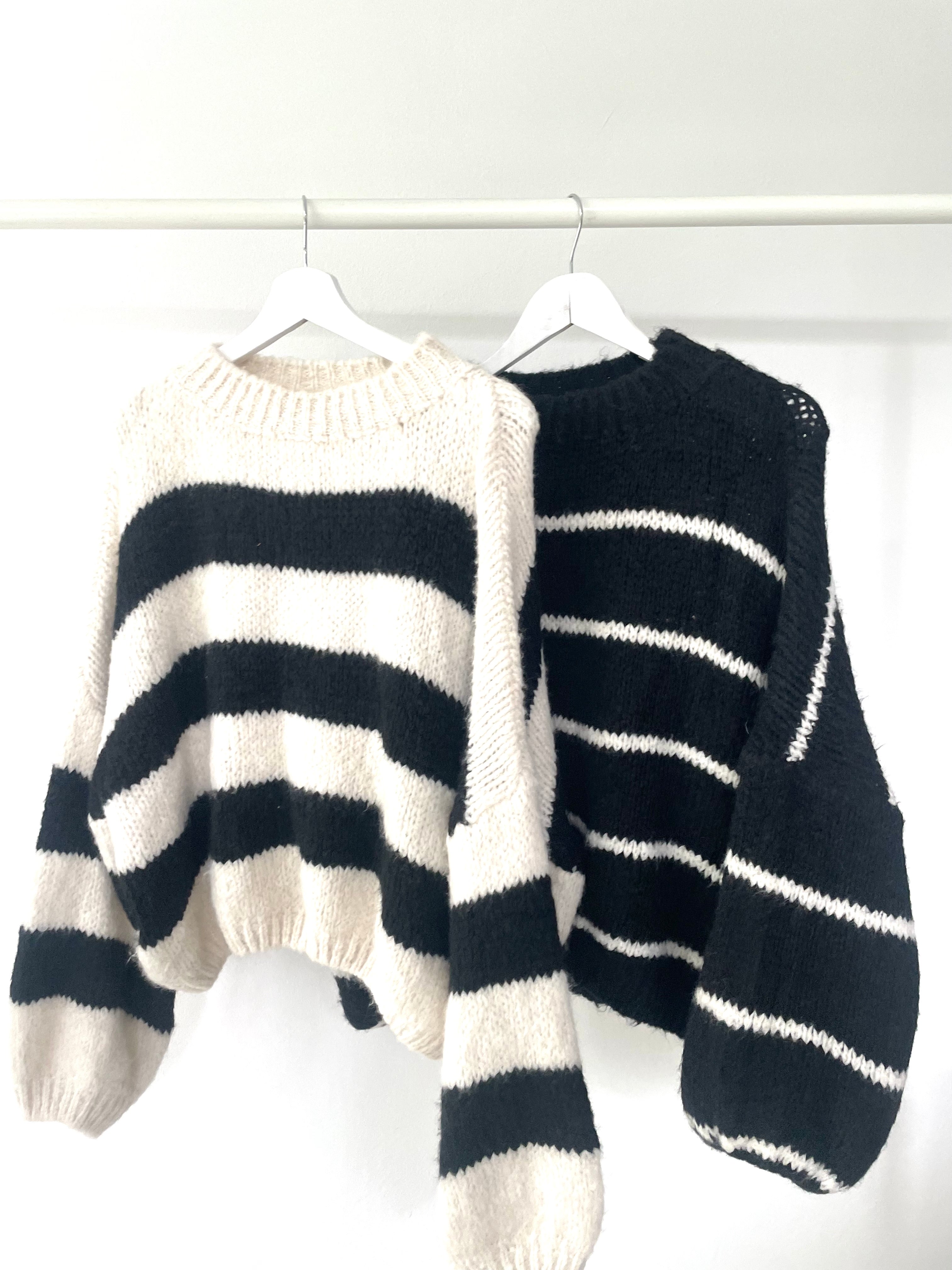 Kuschel Pullover "STRIPE" black