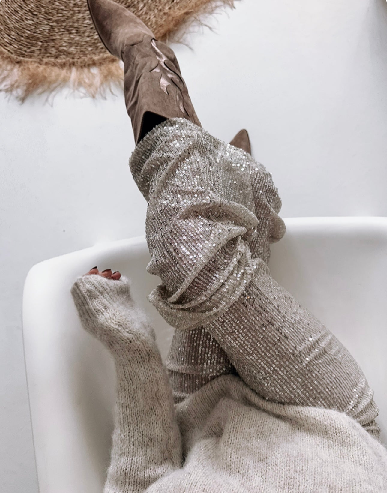 Paillettenhose Champagner