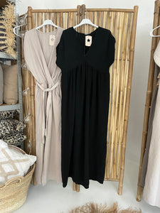 Musselin MAXI Kleid "BLACK"