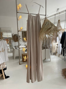 Boho Musselin Jumpsuit mit weitem Bein "beige"