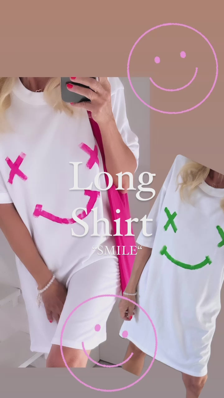 Shirt Smile Unikat weiß/pink