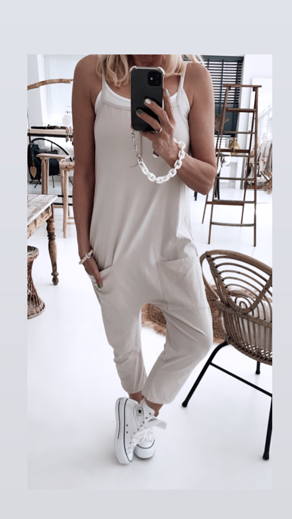 Jumpsuit - Overall "Light" taupe, beige & schwarz