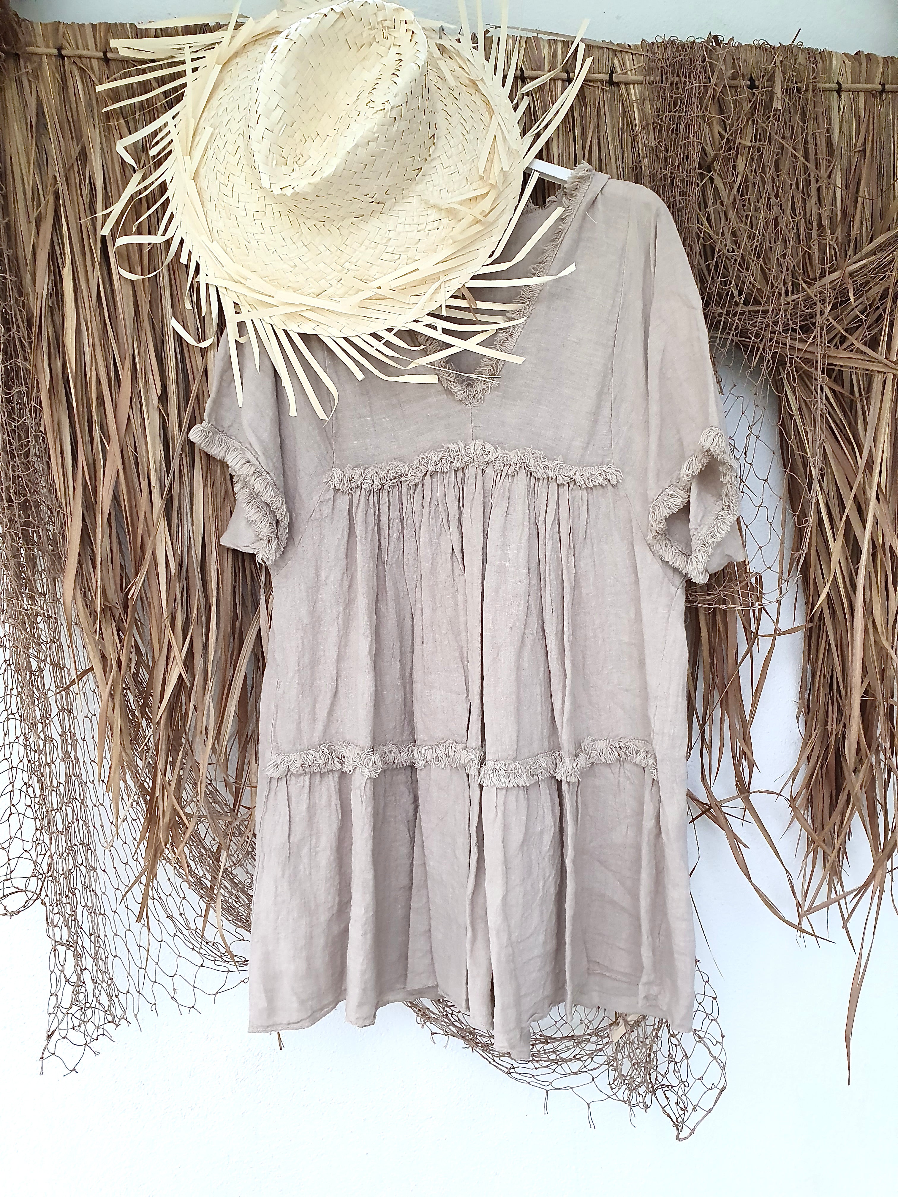 Kleid "Boho" taupe pink olive