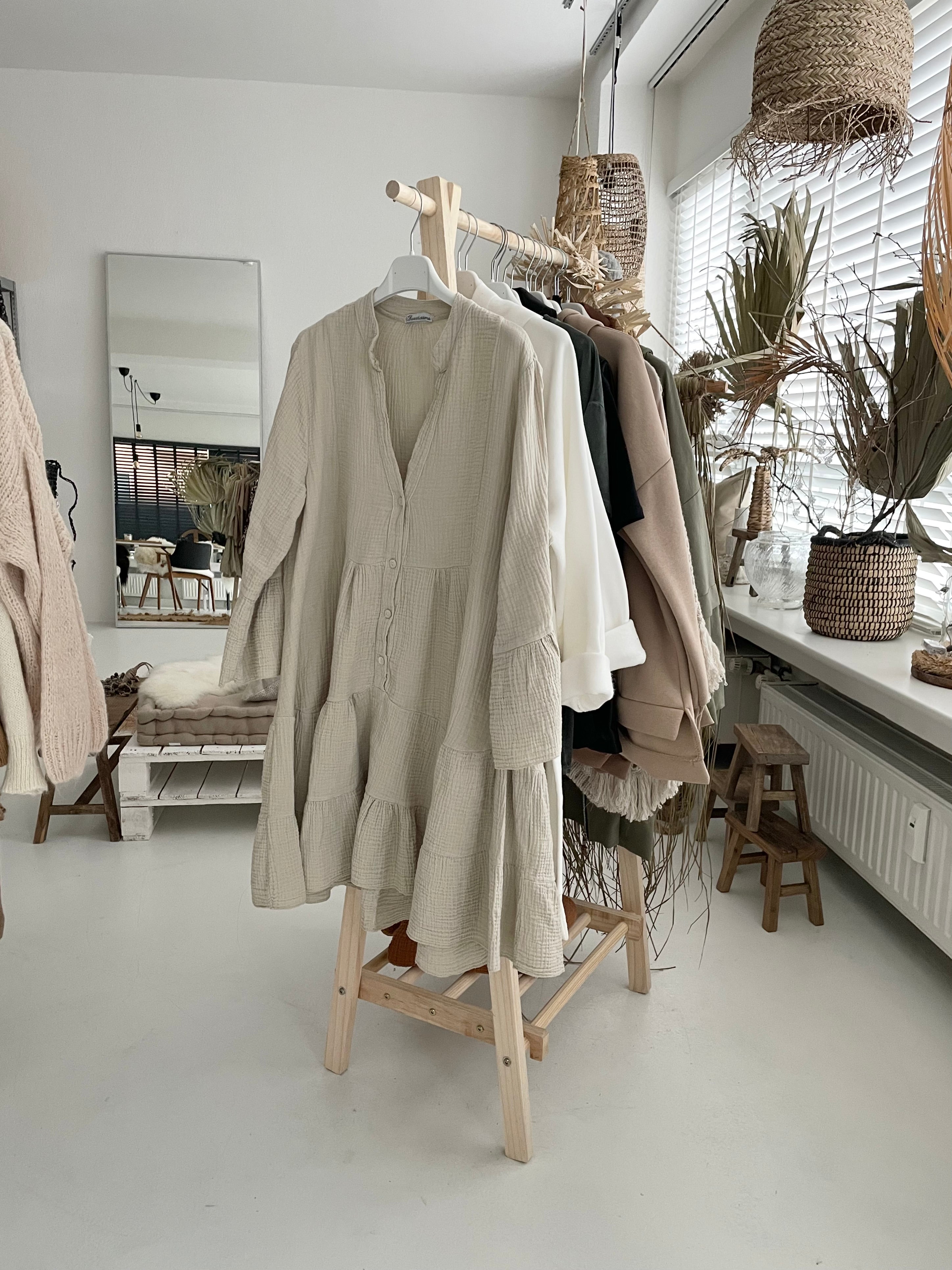 Musselin Kleid "Taupe"