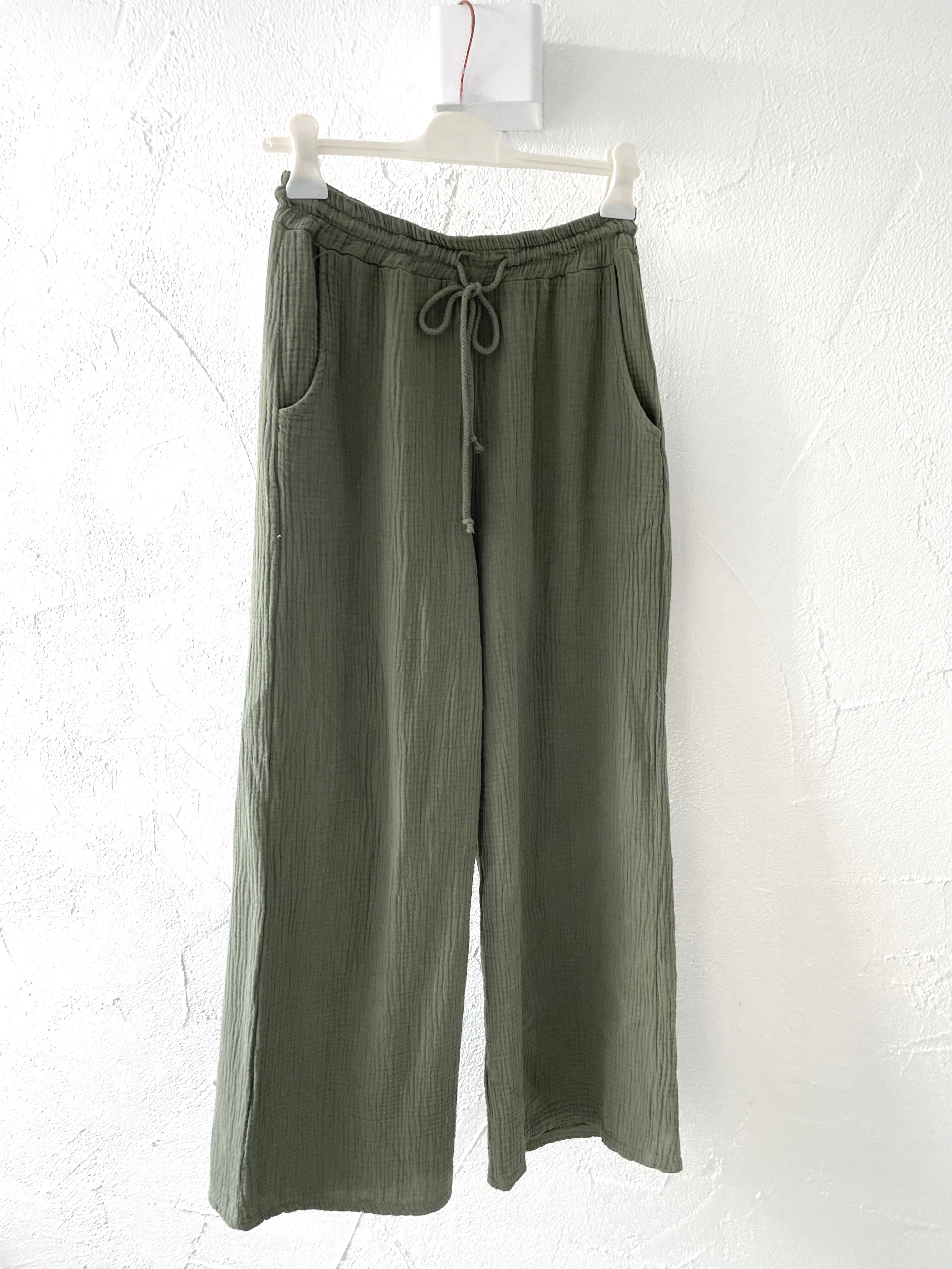 Musselin Hose "olive"